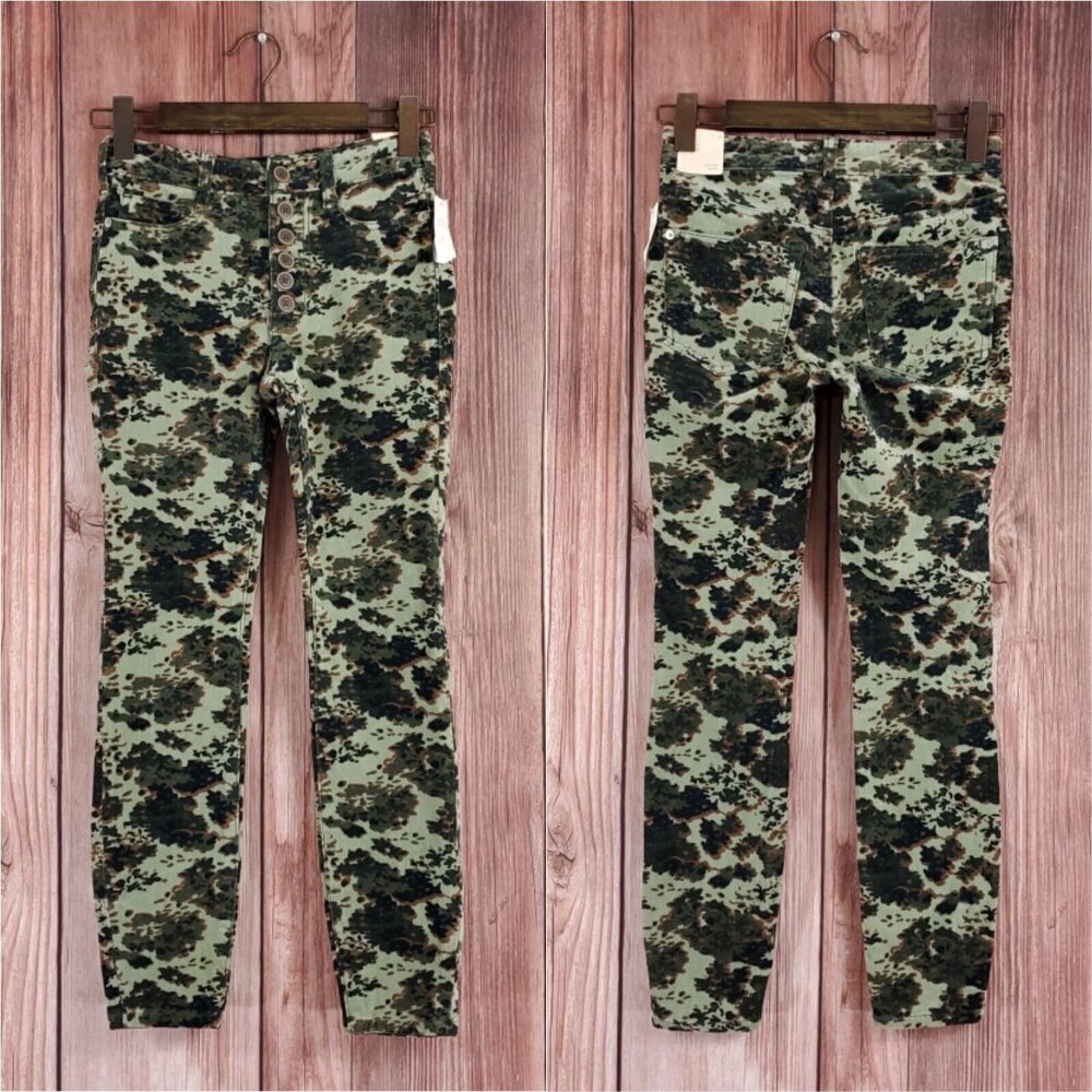 *FLAW* NWT Anthropologie Pilcro Size 25 High Rise Skinny Moss Corduroy Pants